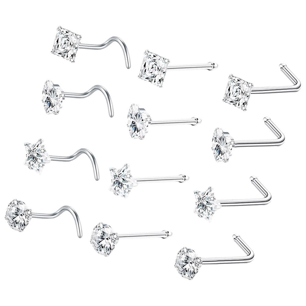 Body Jewelry For Sensitive Skin - 12Pcs Nose Piercing Jewelry L Shaped