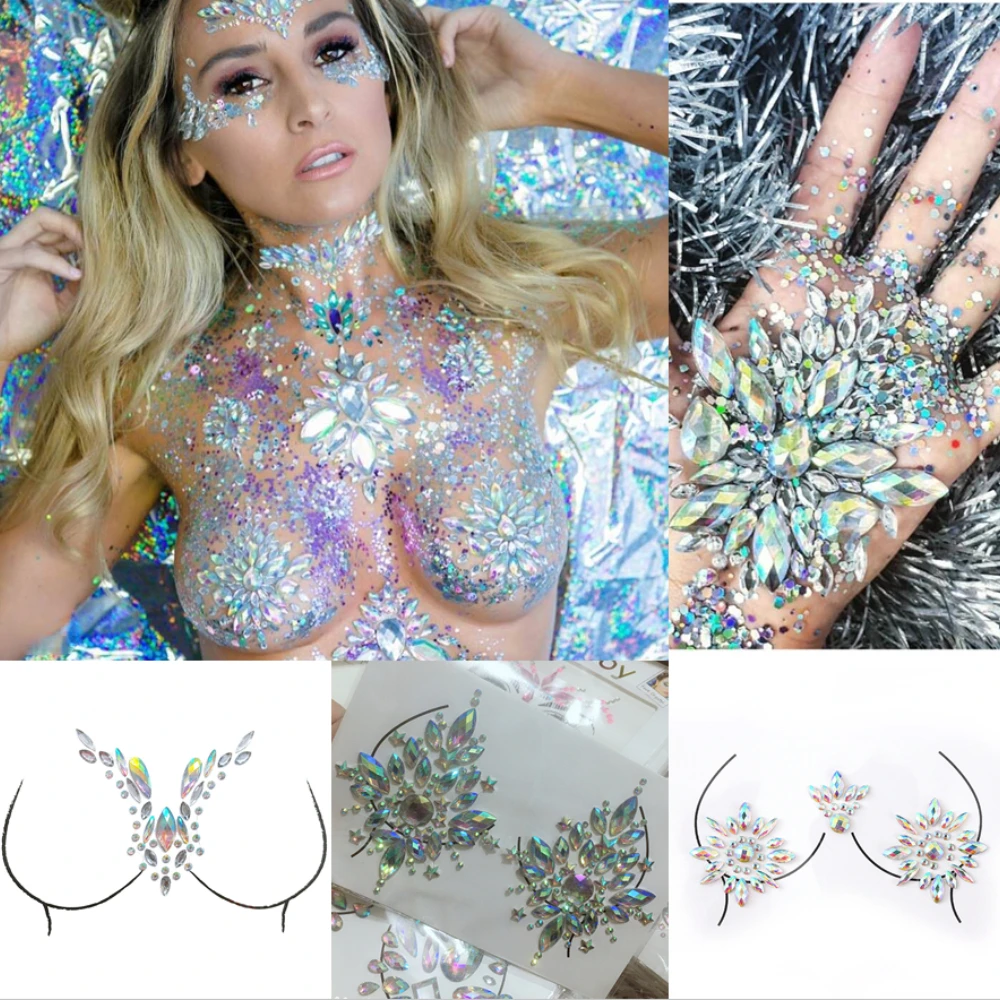 Body Jewelry Stickers - 1 Pcs Diamond Rhinestone Face Jewels