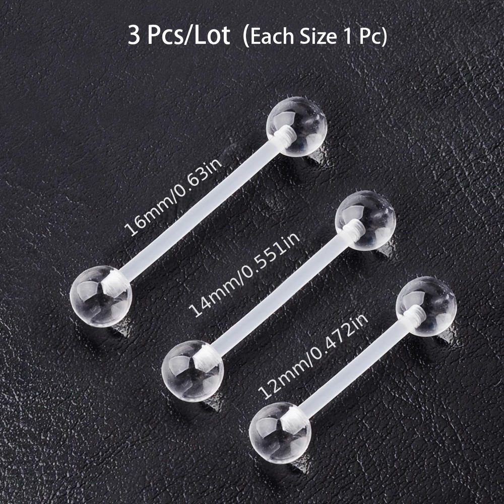 Body Jewelry Store - 3pcs/Set (Each Size 1pc) Soft Transparent