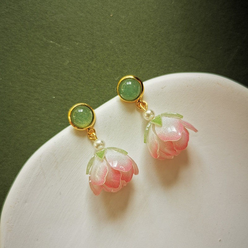Body Jewelry Wholesale - Unique Lotus Flower Drop Earrings Women
