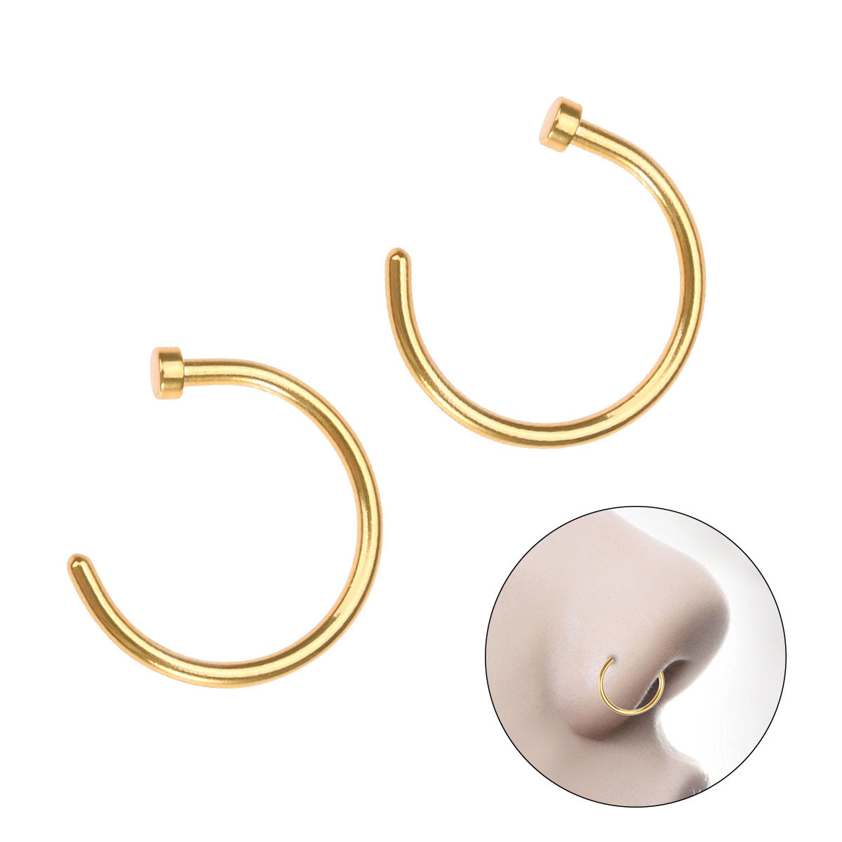 2Pcs Smooth Polished Surgical  - огляд і ціна Body Jewelry For Sensitive Skin