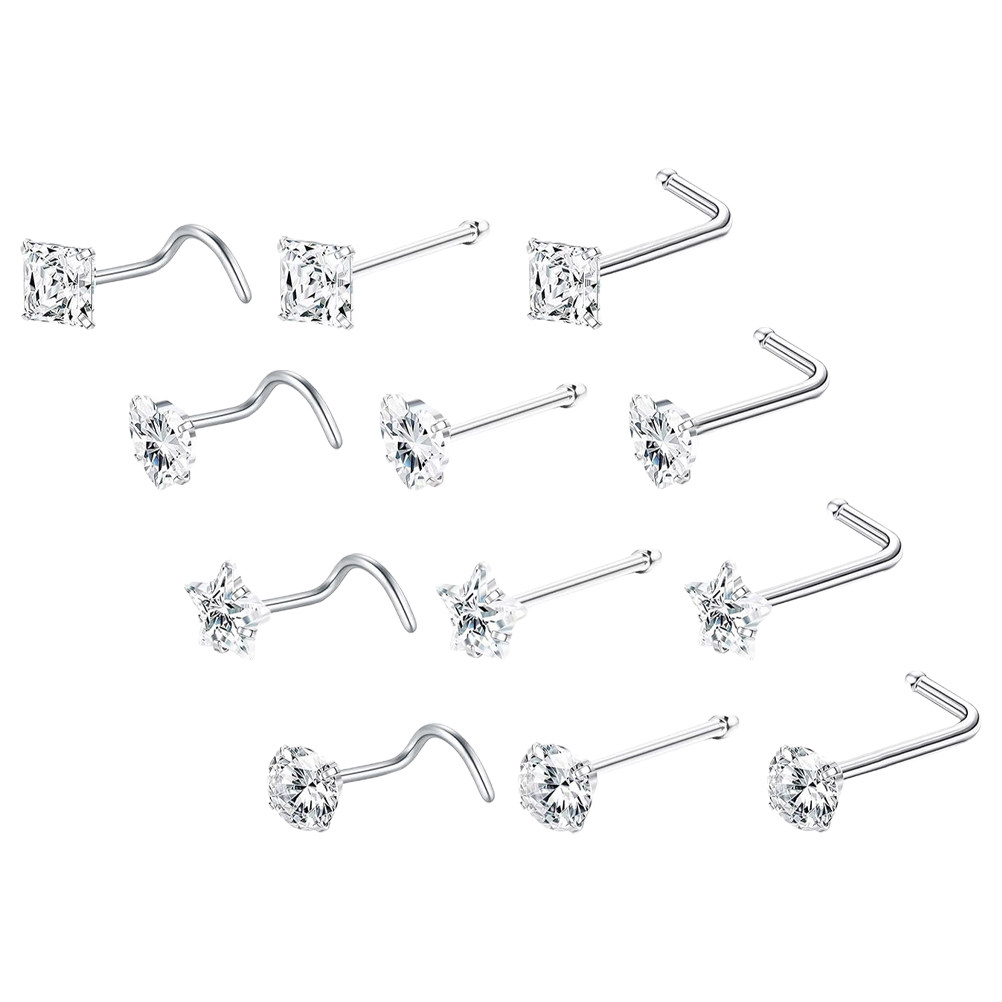 12Pcs Nose Piercing Jewelry L  - огляд і ціна Body Jewelry For Sensitive Skin
