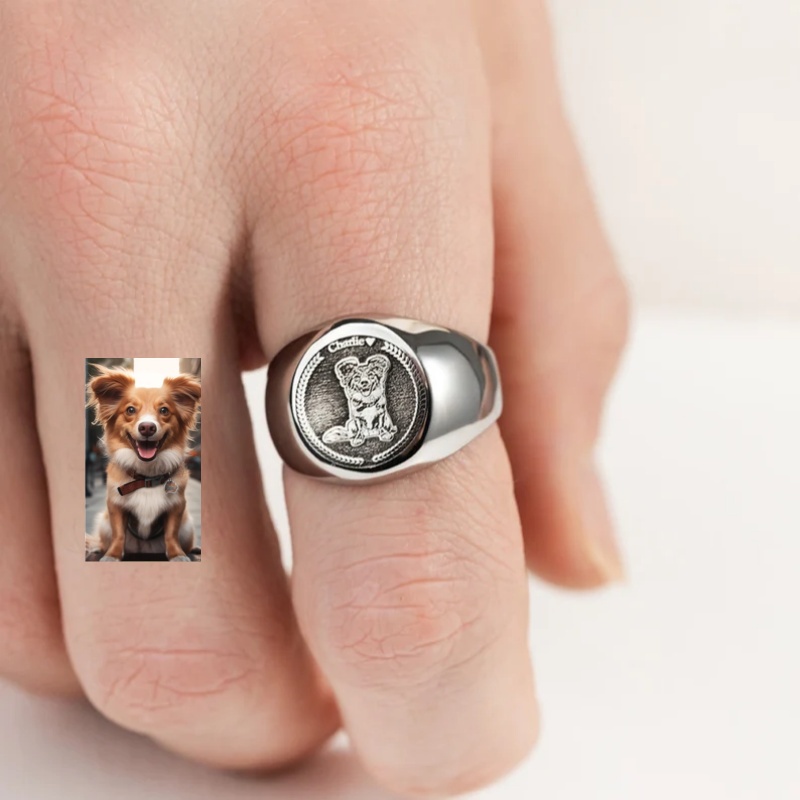 Custom Engrave Photo Signet Ri - огляд і ціна Body Jewelry Wholesale