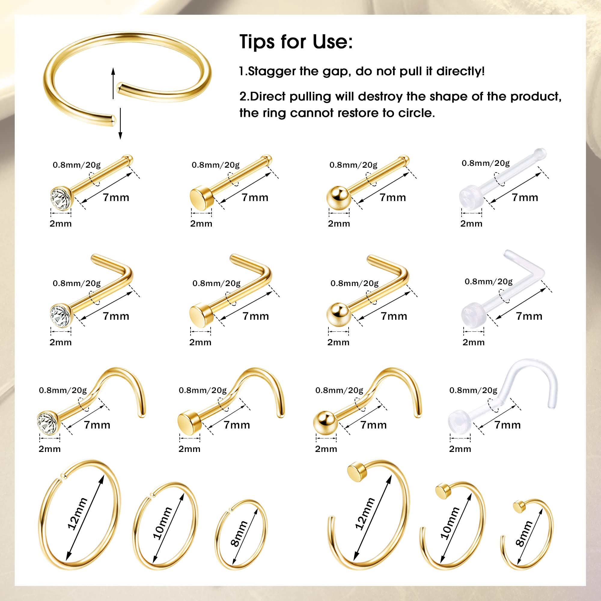 1PCS/18PCS Hypoallergenic Nose - огляд і ціна Body Jewelry For Sensitive Skin