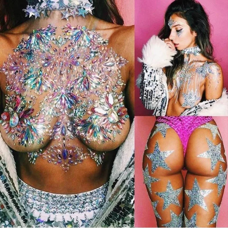 1 Pcs Diamond Rhinestone Face  - огляд і ціна Body Jewelry Stickers