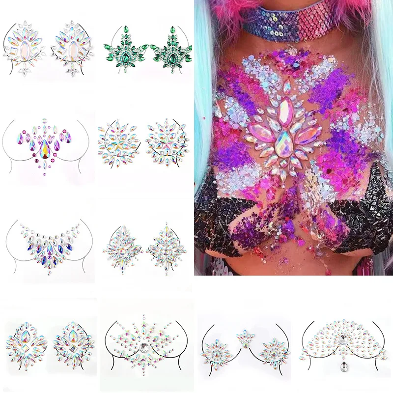 1 Pcs Diamond Rhinestone Face  - огляд і ціна Body Jewelry Stickers