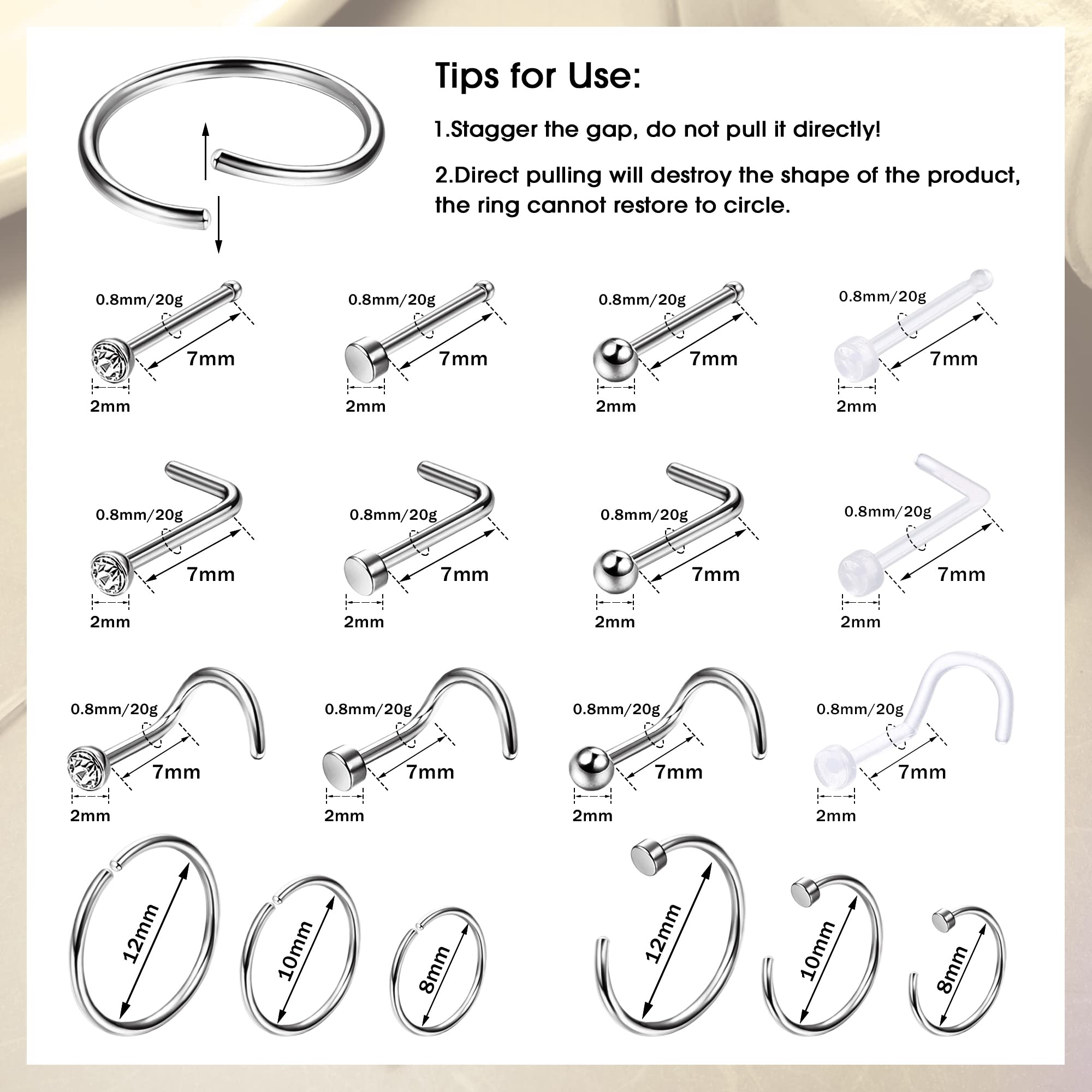 1PCS Hypoallergenic Nose Ring  - огляд і ціна Body Jewelry For Sensitive Skin