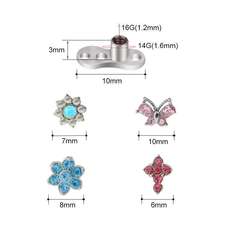 1PC 100% Surgical Steel 14G Mi - огляд і ціна Dermal Anchor Top