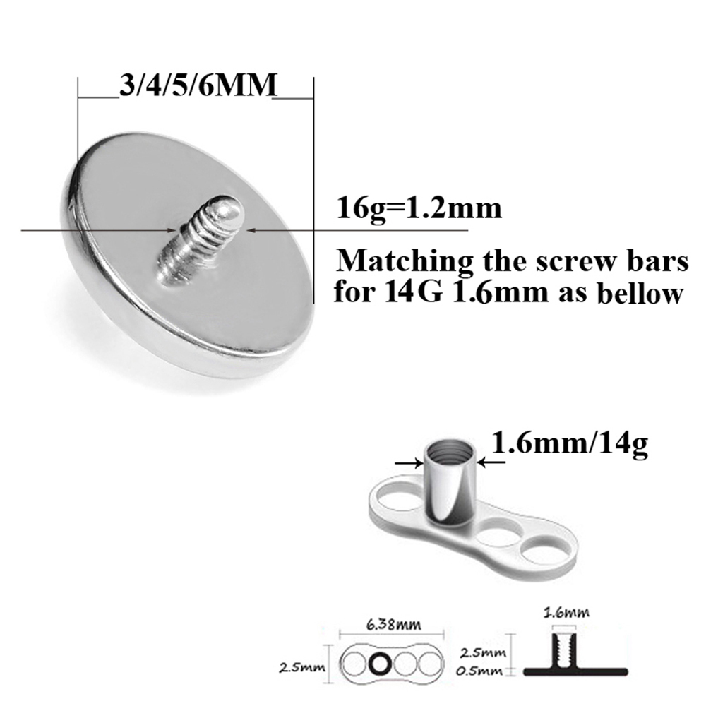 1 PC Surgical Steel Prong zirc - огляд і ціна Dermal Anchor Top