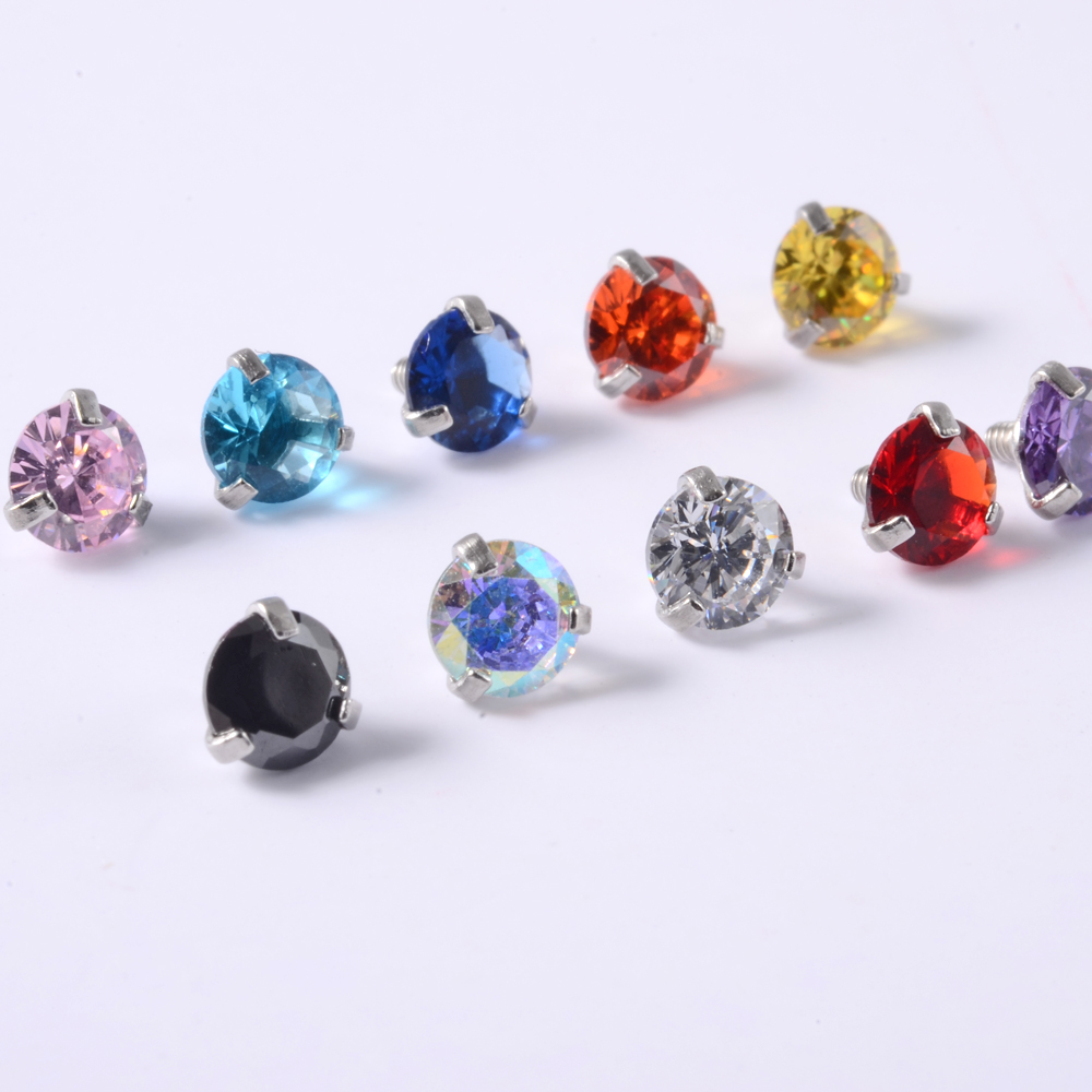 1 PC Surgical Steel Prong zirc - огляд і ціна Dermal Anchor Top