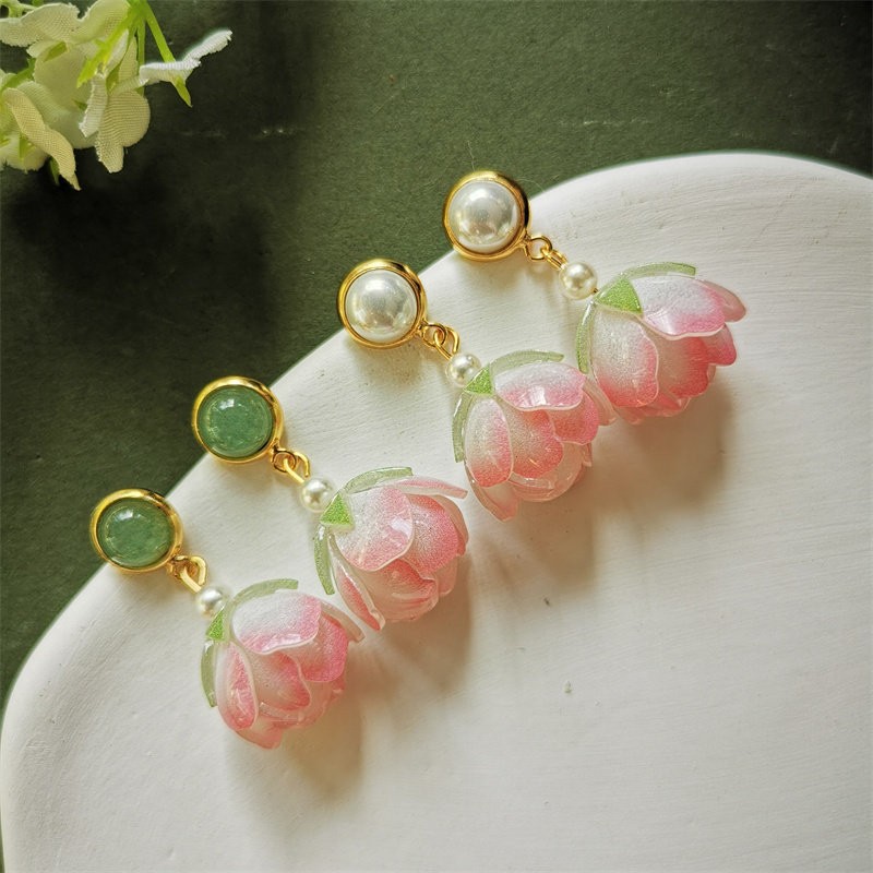 Unique Lotus Flower Drop Earri - огляд і ціна Body Jewelry Wholesale