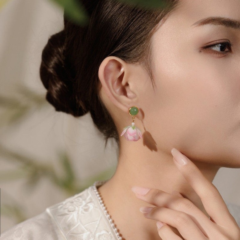 Unique Lotus Flower Drop Earri - огляд і ціна Body Jewelry Wholesale