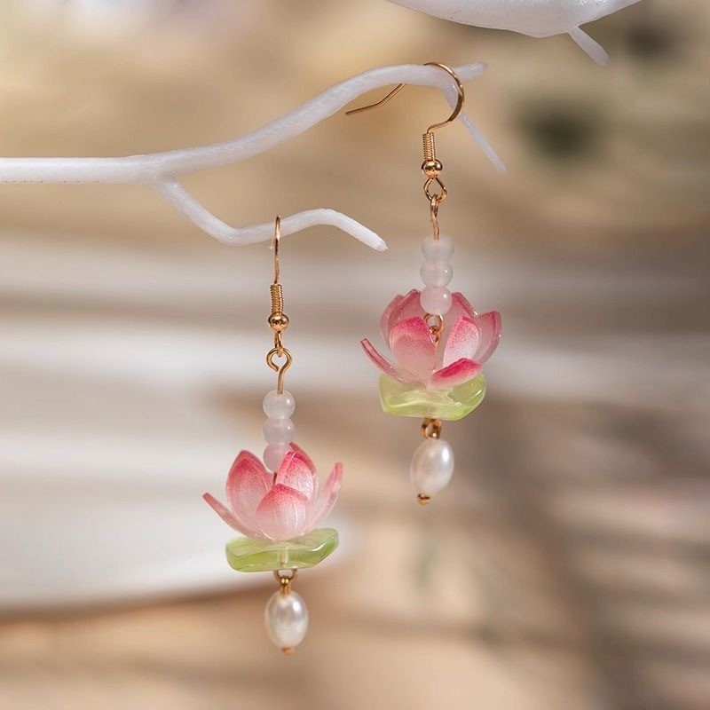 Unique Lotus Flower Drop Earri - огляд і ціна Body Jewelry Wholesale