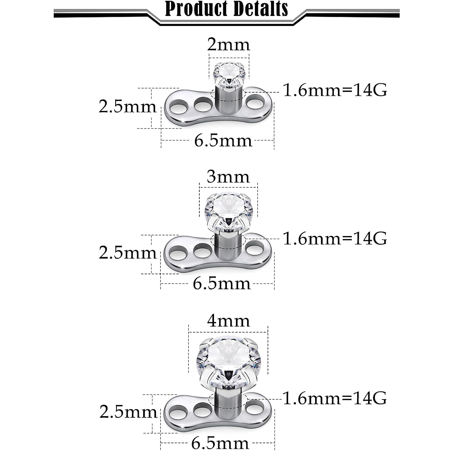 14G G23 Titanium Dermal Pierci - огляд і ціна Dermal Anchor Top