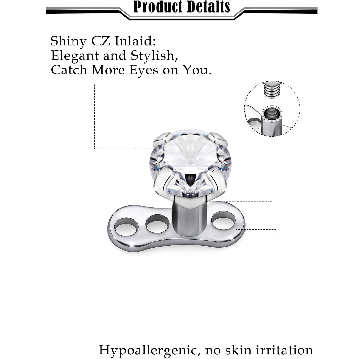 14G G23 Titanium Dermal Pierci - огляд і ціна Dermal Anchor Top
