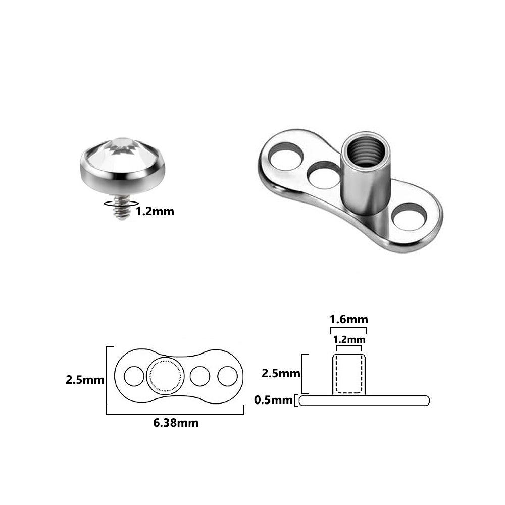 9PCS-1PC Surgical Steel Skin D - огляд і ціна Dermal Anchor Top