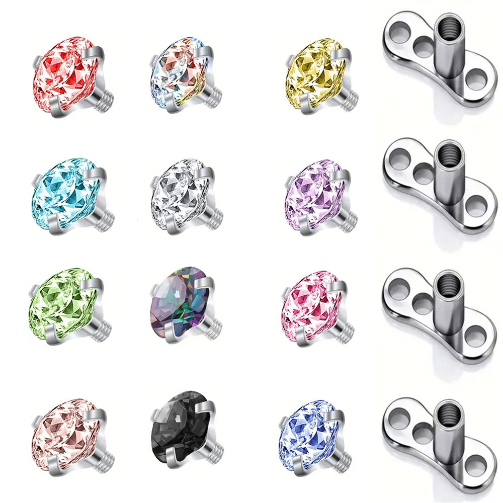 16PCS Crystal Zircon Dermal An - огляд і ціна Dermal Anchor Top
