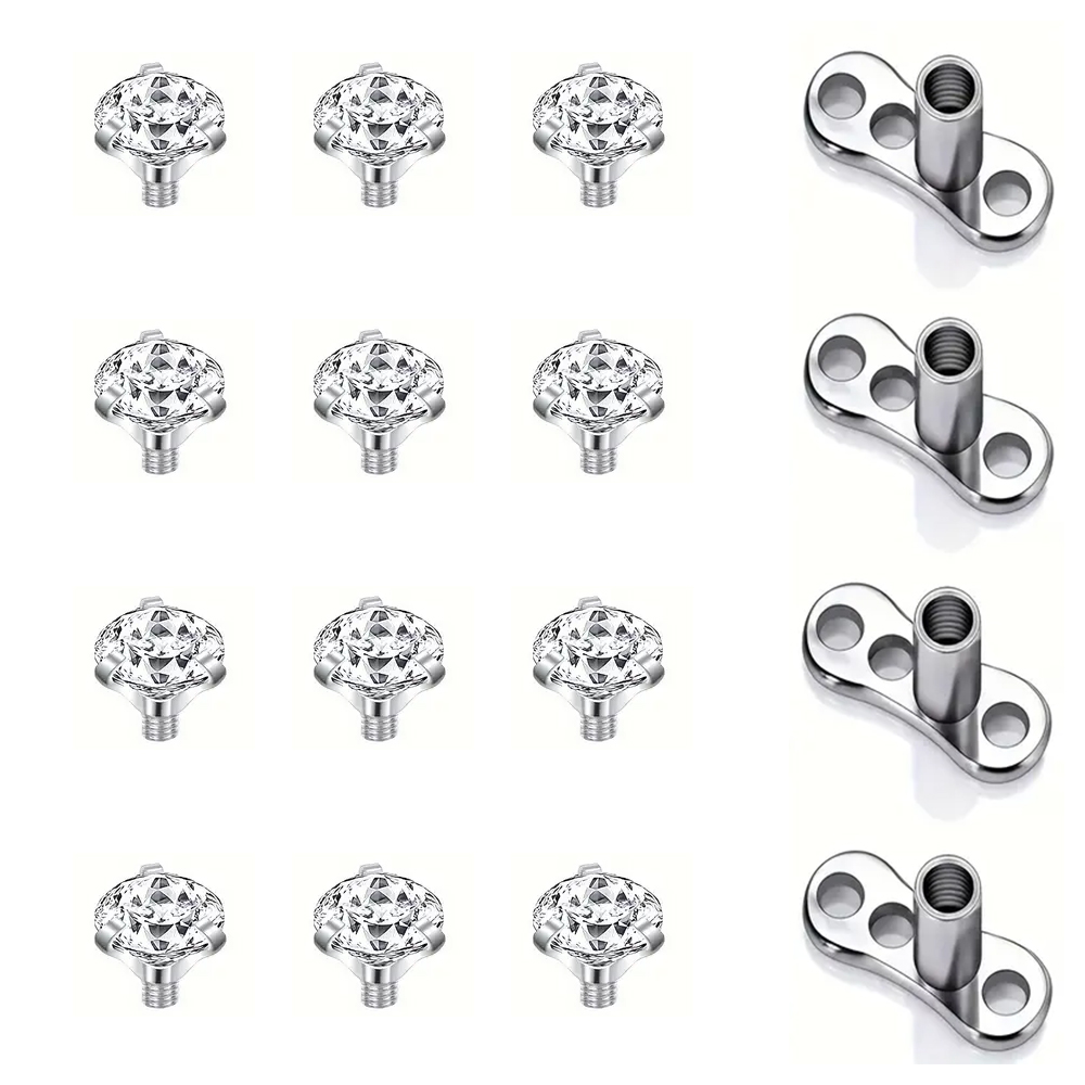 16PCS Crystal Zircon Dermal An - огляд і ціна Dermal Anchor Top